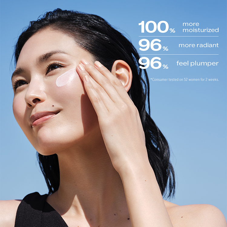 100% more moisturized. 96% more radiant. 96% feel plumper. *Consumer tested on 52 women for 2 weeks.